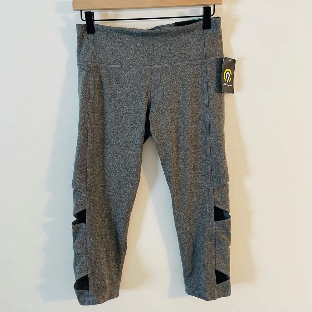 Champion Activewear Leggings Capri Cut Outs Gray Medium NEW